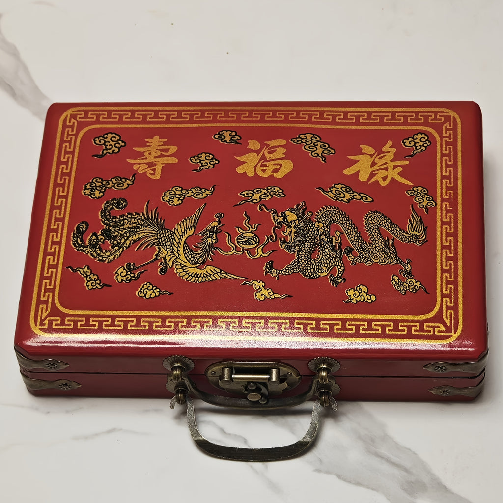 Classic Ivory Chinese Mahjong Set with 146 Tiles, Durable Vinyl Case, Wind Indicator & Dice - Traditional Gameplay, Family Edition, Best for Christmas, Perfect for Thanksgiving