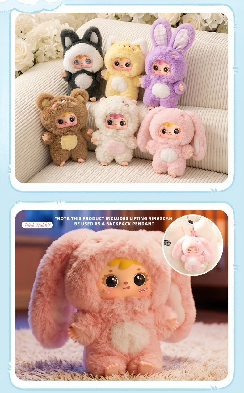 Samuel Cute Pet Series Plush Healing Doll, Cute Rabbit, Bear, Mianyang Shaped, Comes with Hanging Accessories And Birthday Gifts, Style Random 1pc
