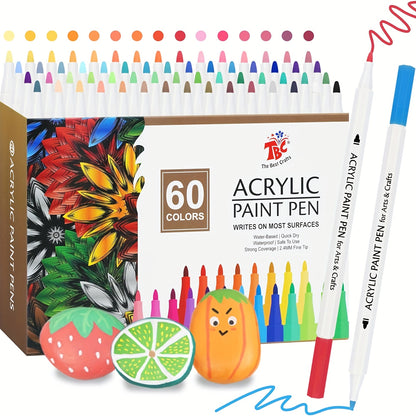 TBC The Best Crafts Acrylic Paint Pen -60 Color Waterproof, Non-toxic, Odorless, Suitable For Paper, Pottery, Stones, Backpacks, Glass, Eggs, Fabrics, Plastics, Handicrafts