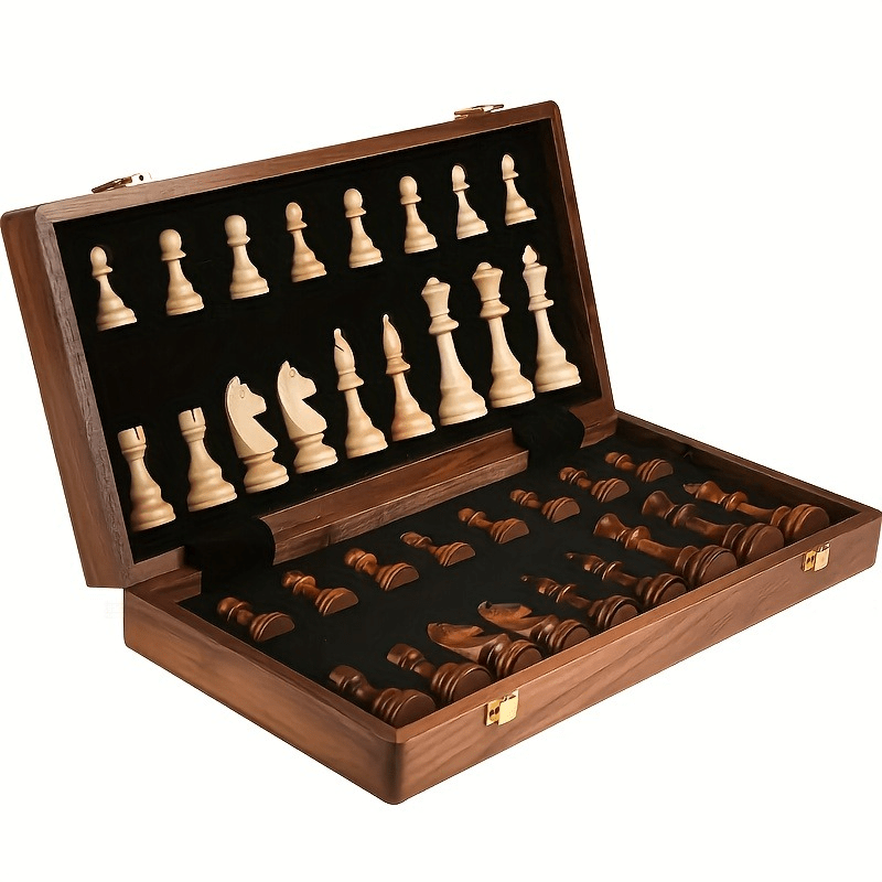 Professional Folding Chess Set - 33pcs Set (Including 16 Black Pieces, 16 White Pieces And 1 Chessboard) - Premium Gift Box, Travel-Friendly Portable Tabletop Game, an Essential Set for Chess Enthusiasts