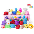 SYNCFUN 25pcs Mini Animals Fruit Mochi Squishies Toys Set Can Be Placed In Easter Eggs, Party Favors for Kids, Basket Stuffers Fillers for Party, Graduation Classroom Prize Supplies, July 4th, Halloween Party Favors Gifts