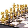 Luxury Marbling Chess Set with Marble Board & Zinc Alloy Metal Pieces - Elegant Marbled Design with Golden & Pattern, Extra Queens Included - Durable Travel-Friendly Chessboard for Adults, Beginners & Professionals - Ideal Gift for Chess Lovers