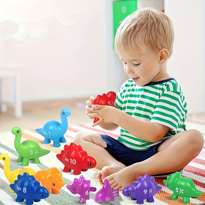 1 Box Dinosaur Number Toy 10 Pairs Retractable Plug-In Dinosaur Number Matching Toy Mathematics Enlightenment Counting Sorting Game for Infants And Toddlers Hand-Eye Coordination Training with Storage Bag Included Easter Gifts Bulk