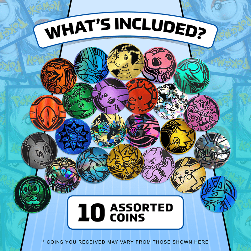Pokemon coin lot – 10 assorted pokemon official collectible TCG coins