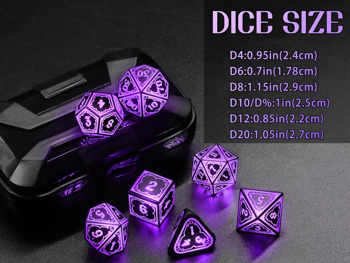 Light Up DND Dice Set with -Rechargeable Charging Case,LED DICE,D20, D12, D10, D100, D8, D6, D4 Polyhedral Dice for RPG Tabletop Games, Clear Numbers, Compatible with DND, Tabletop RPGs, Unique Dice, DND Props, Ideal Christmas, Halloween,Valentines