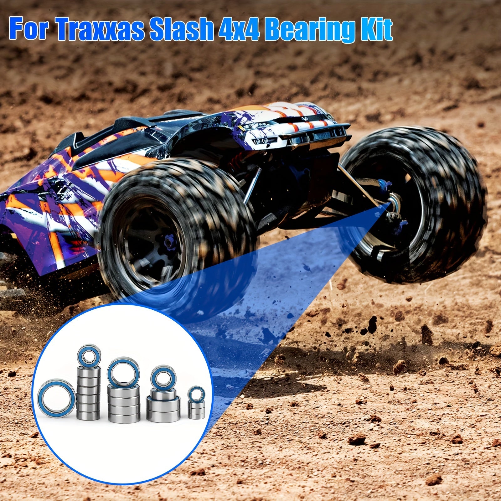 21pcs Alloy Steel Ball Bearing Set, High-Speed Sealed Bearing Set, Replacement for 1/18 RC Crawler, Traxxas Slash 4X4