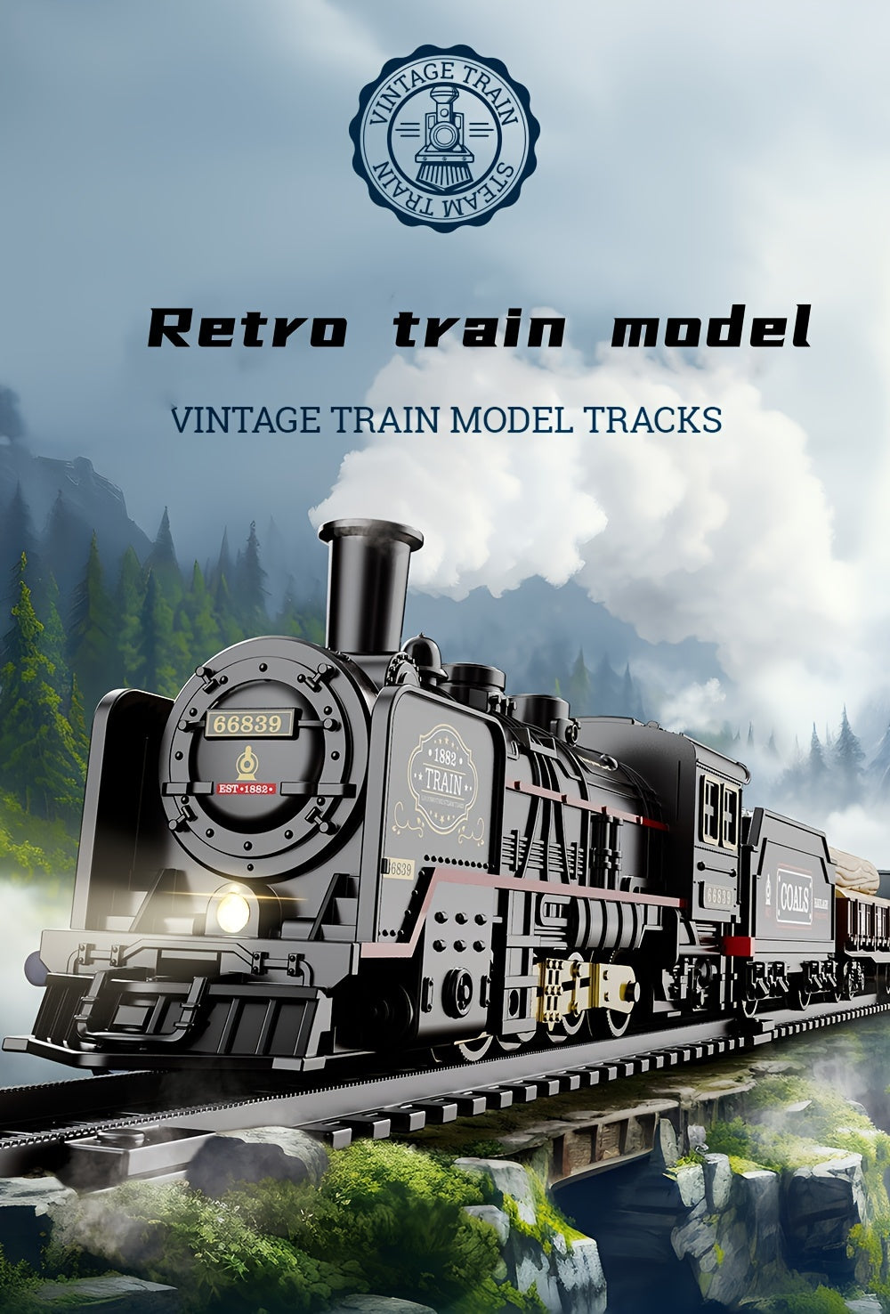 Steam Engine Battery Train Toy,  Train Model Set, Halloween, Christmas Holiday Gift
