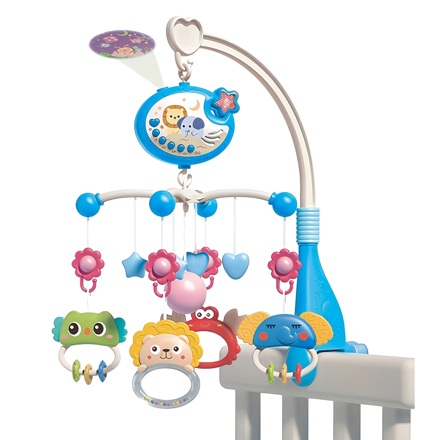 Baby Musical Mobile Crib with Music And Lights, Projection, Take-Along Rattle And Music Box for Babies Boy Girl Toddler Sleep