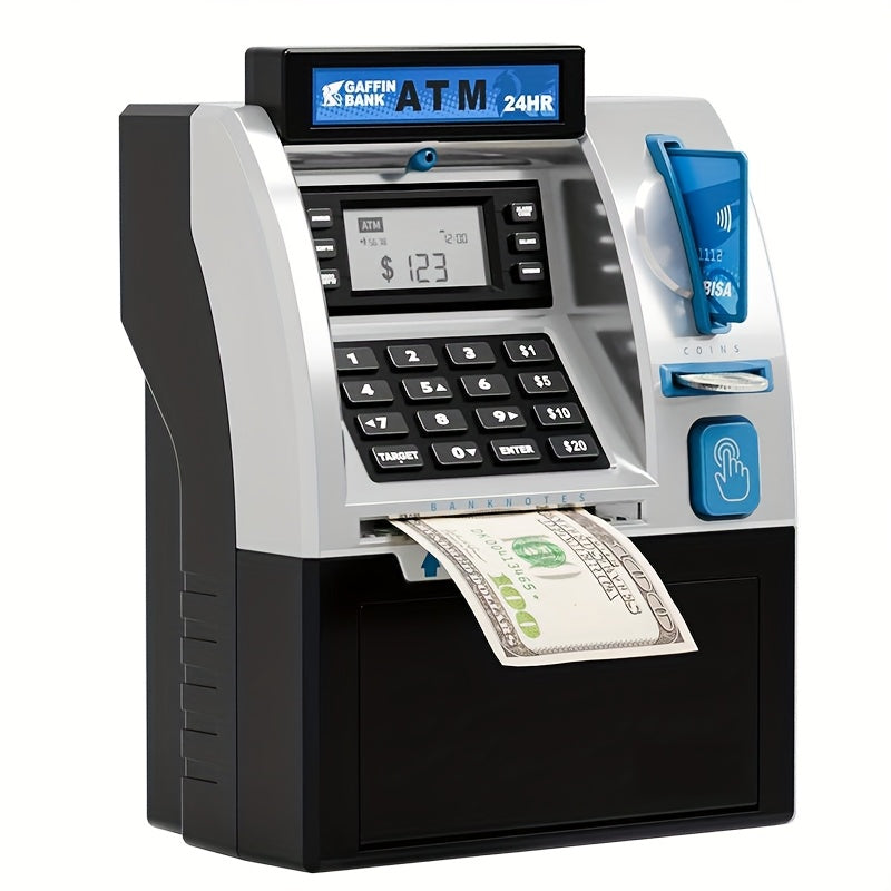 ATM Kids Penny Bank, Kids Banknote And Coin Savings Bank, Electronic ATM Cash Coin Savings Bank with Password, Suitable for Boys Girls Gift Toys, Christmas Gifts, Birthday Gifts