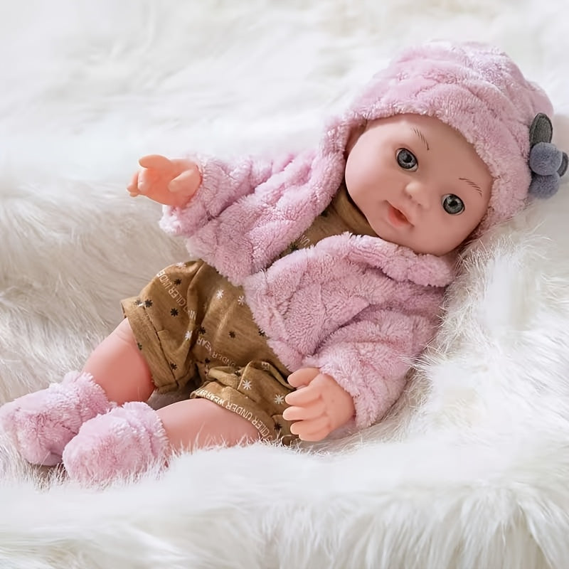 1 Lifelike 12 Inch/30cm Reborn Beautiful Doll, Including Hat, Socks, And Toy Pacifier Set, Lifelike Children's Toys, Suitable for Party Games, The Best Gift for Children On Christmas And Halloween, Girls Love Home Toys The Most