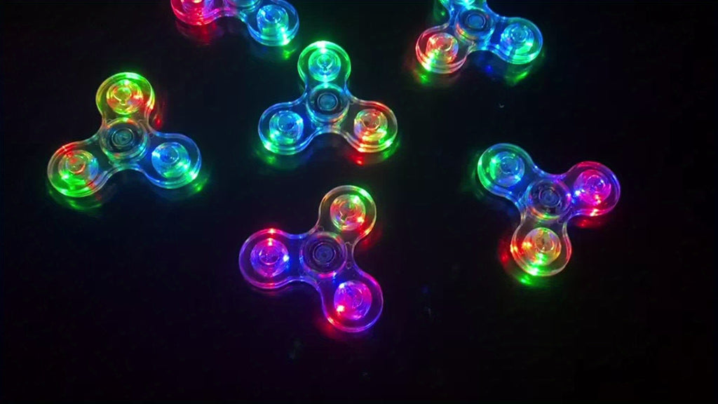 12pcs LED Crystal Fidget Spinner with Vibrant Lights - Glow-in-the-Dark, Adjustable Relax Gyroscope, Transparent PC Material, 4-Gear Colorful Spinning Top for Youngsters, Fidget Toys