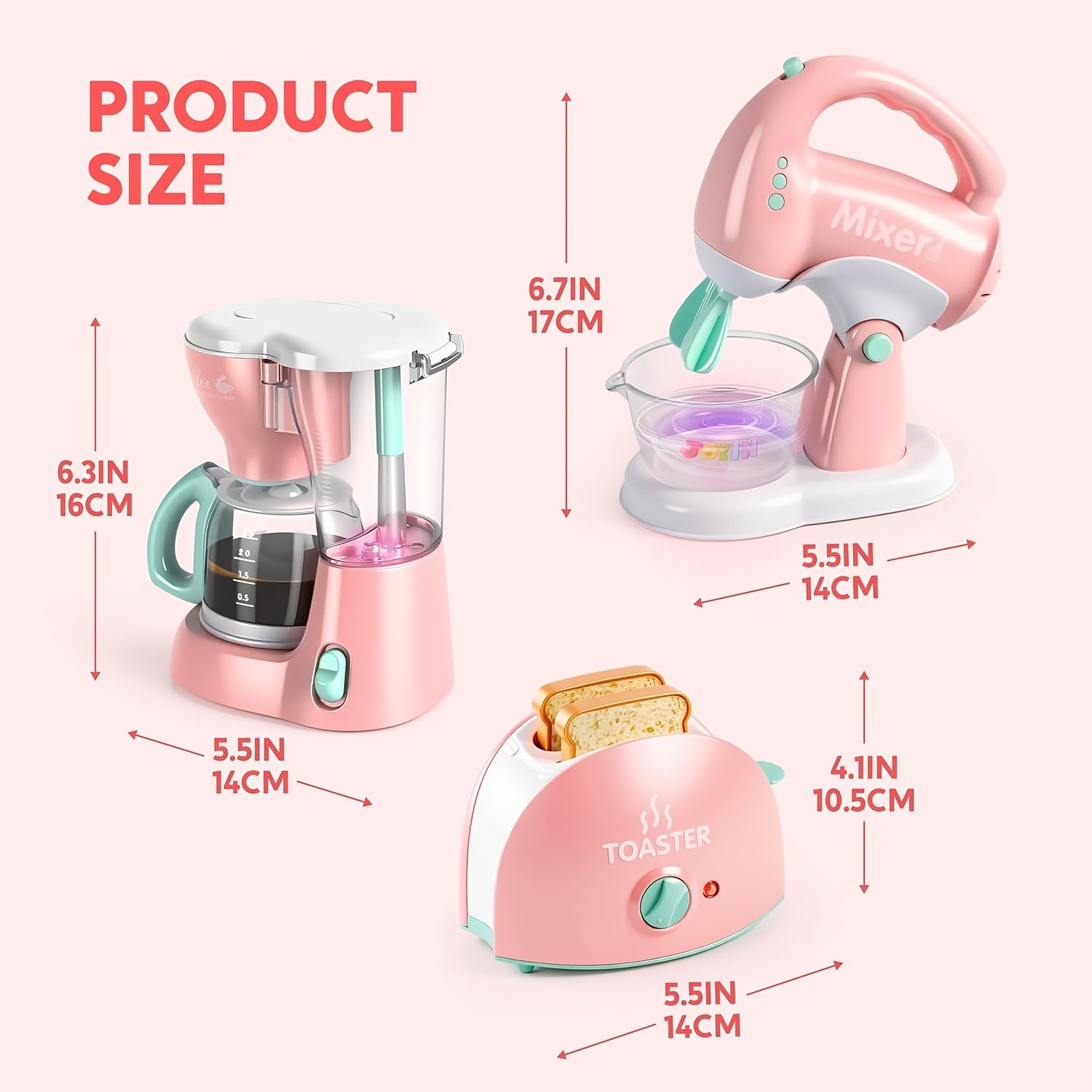 1 Set Kids Play Kitchen Toys with Realistic Coffee Maker, Mixer & Toaster Suitable for Pretend Play, Role-Playing Games, Birthday Gifts for &, for Ages 3+ with Appliance Toys (No Revision to Original Specs)