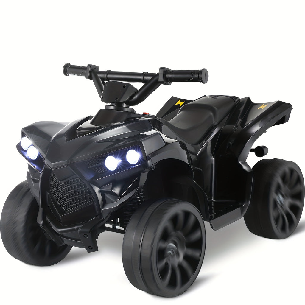 Kids Electric Quad ATV with Headlights & Pedal Accelerator - Sturdy PP Construction, All-Terrain Anti-Slip Tires, 55 lbs Weight Capacity, - Ride-On for Boys & Girls (/Red//Black) - Ideal Birthday/Christmas/Halloween Gift, 1.86 MPH Speed, Design with