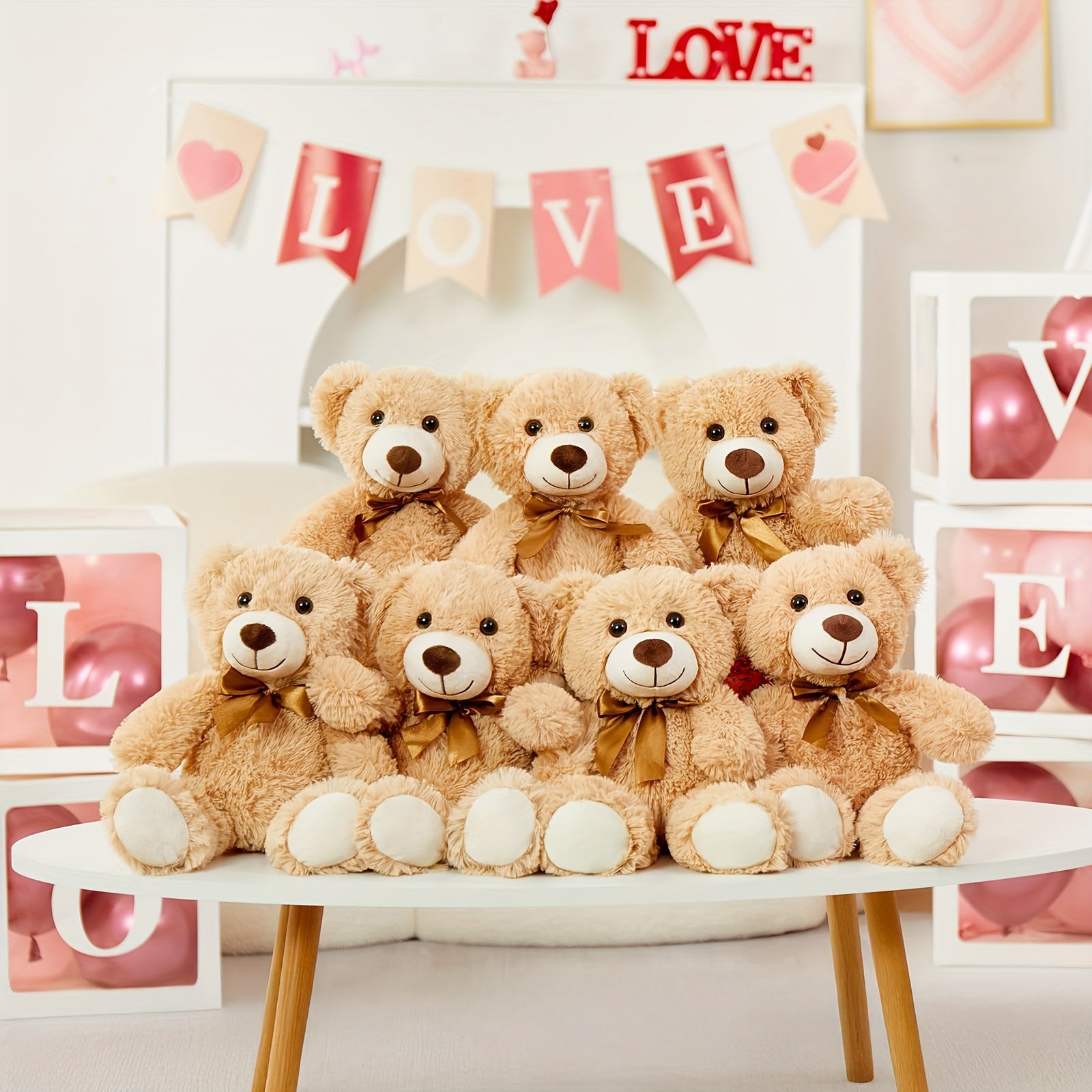 Set of 8 Teddy Bears for Children, 11 Inches Tall, Ideal for Baby Shower Decorations And Gifts, Available in Bulk for Party Favors