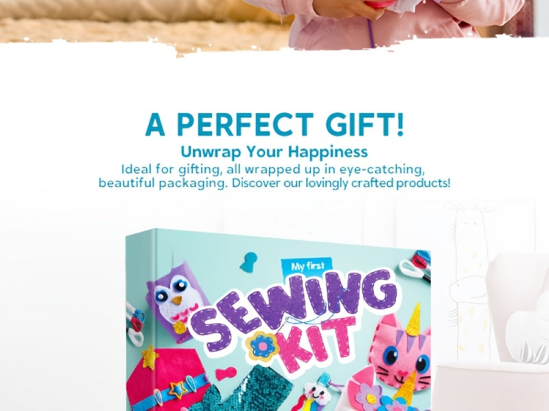 1 SET 7 Sewing Projects- My First Felt Sewing Kit Toys for Kids, Easy DIY Wildlife Artworks Of Unicorn Pillow And Mermaid Card Holder, Birthday Christmas Gift for Boys And Girls Aged 6+