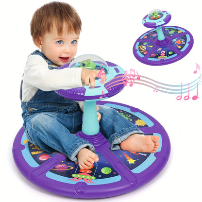 Sit And Spin Toys For Toddlers Ages 708.66inch+, Christmas/Halloween/Birthday Gifts For Kids Boys & Girls 18 Months+ With Music & LED Flash Lights Musical 360°Spinning Seat Interactive Sensory Toy