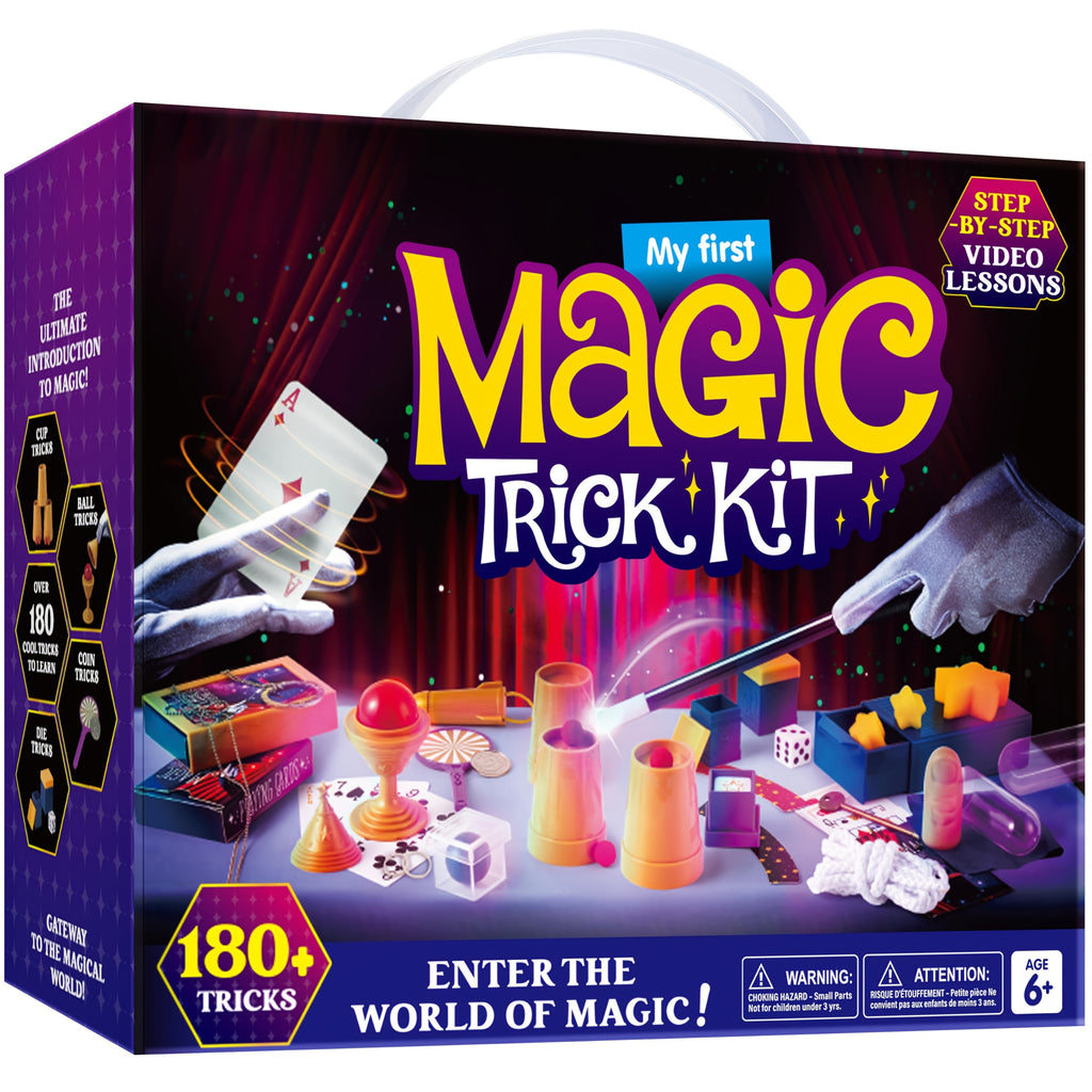 SYNCFUN 180+ Magic Trick Set Toy for Kids, My First Magic Trick Kit- Amazing Magician Toy with Step-by-Step Video Lessons, Easy Tricks Of Wand And Illusion Cards, Cool Christmas Birthday Party Gifts for Boys And Girls Aged 6+