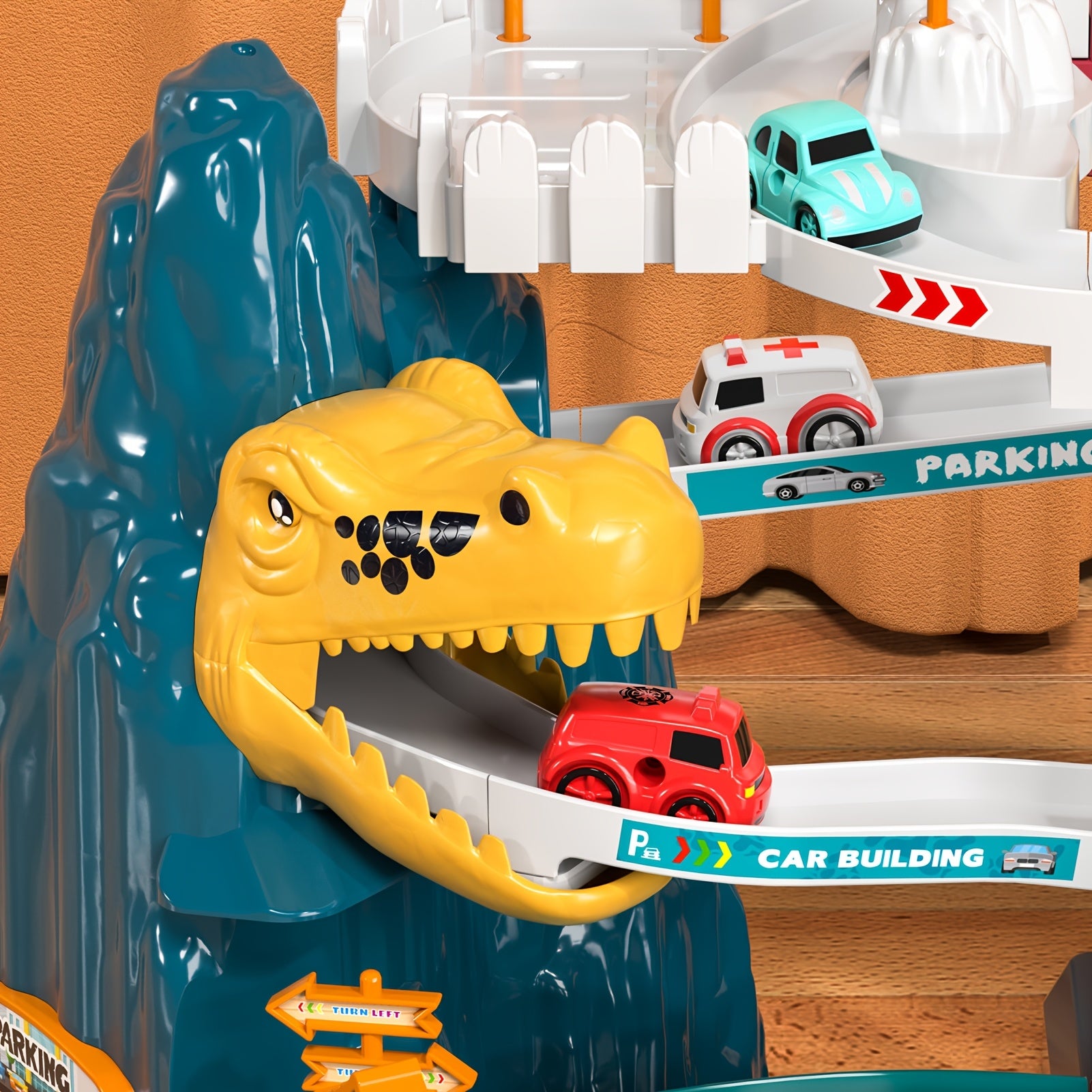 Dinosaur Race Track for Kids, Toy Car Ramp Track Dinosaur Toys Playset with 10 Cars for Kids Boys And Girls