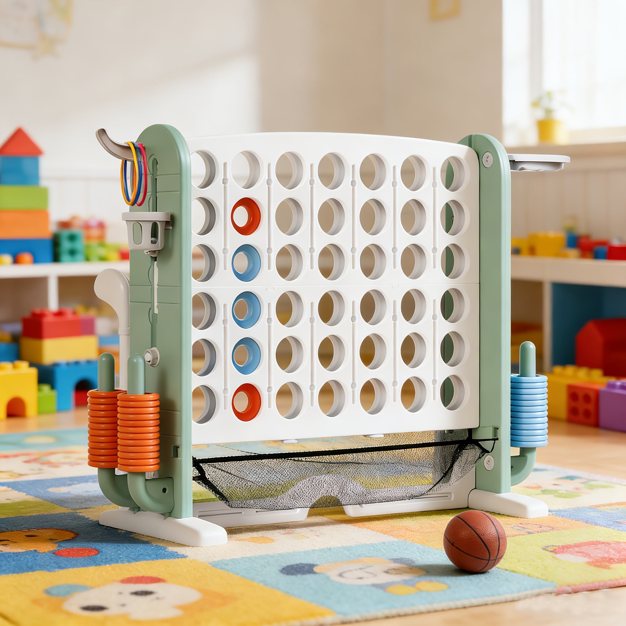 Enormous Connect Four Game, Adjustable Height (2.6Ft-3.2Ft), Extra-Large Game Board with Quick-Release Slider And Storage Bag, Suitable for Indoor/Outdoor Family Parties, Educational Intelligence Game for Adults And Children