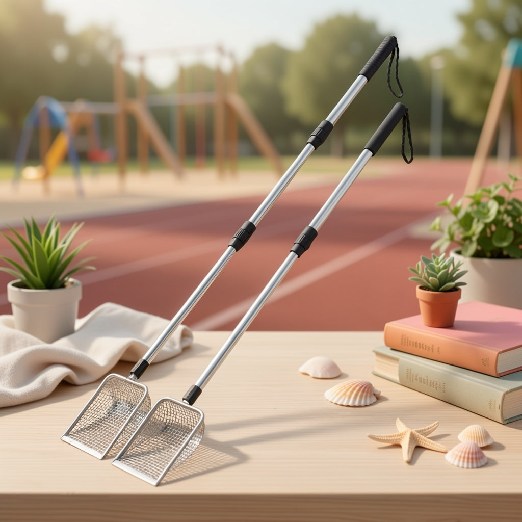 1/2pcs Stainless Steel Retractable Beach Sifter Scoop, Suitable for Treasure Hunting, Shell Collecting, Conch Collecting, Beach Combing, Can Also Be Used for Cleaning Cat Litter, A No-Bend Cat Litter Scoop