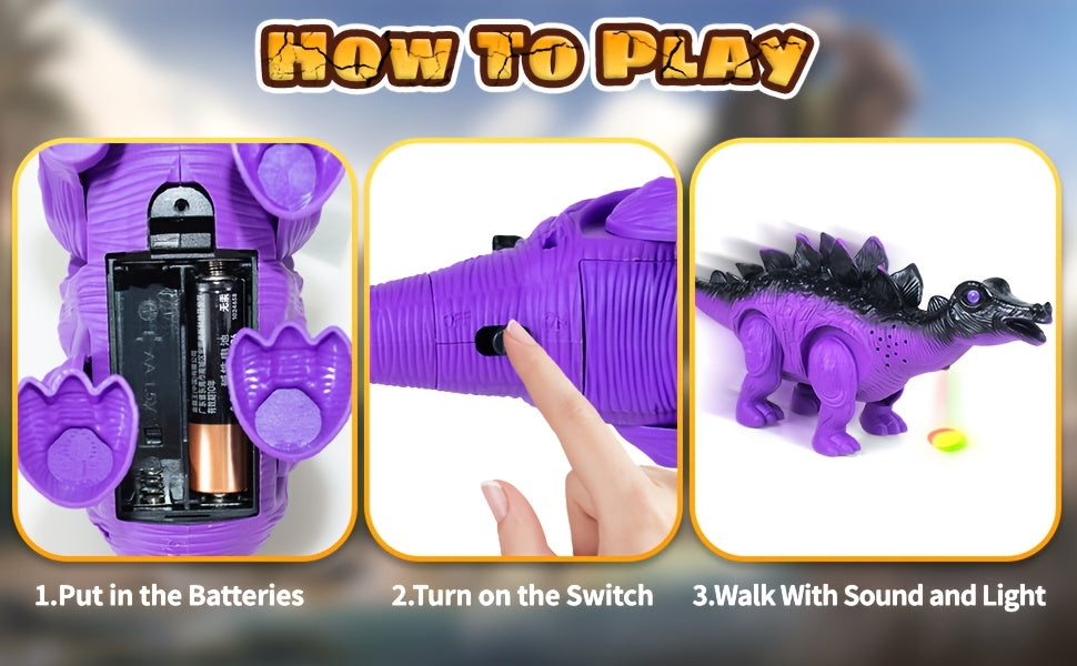 3pcs Electric Dinosaur Toy with Sound Light and Walking Effect, Boy Children's Toy Gift, Suitable for Children Aged 3 4 5 6 7, Interactive Movable Dinosaur Toy Set