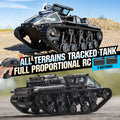 RC Tracked Tank With Full-Proportional Remote Control Car Powerful Offroad For All Terrains With Led Lights And Alloy Door Open Model Military War Car Vehicle Gift For Kids With 2 Batteries