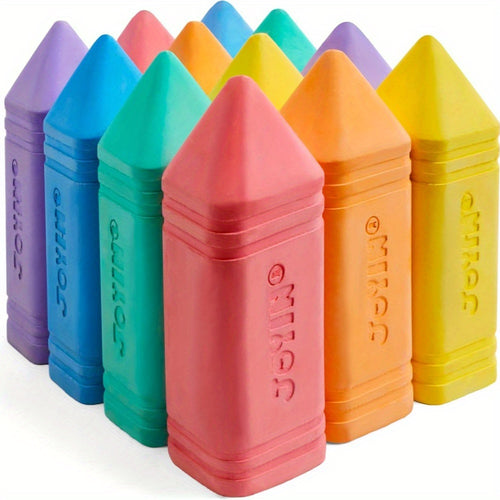 [Perfect Christmas Gifts] Syncfun 12pcs Jumbo Sidewalk Chalk With 6 Colors, Washable Sidewalk Chalk For Kids, Nontoxic School Supplies, Outdoor Games, Playground Additions, Perfect Christmas Gifts, For Christmas Party And Christmas Toys