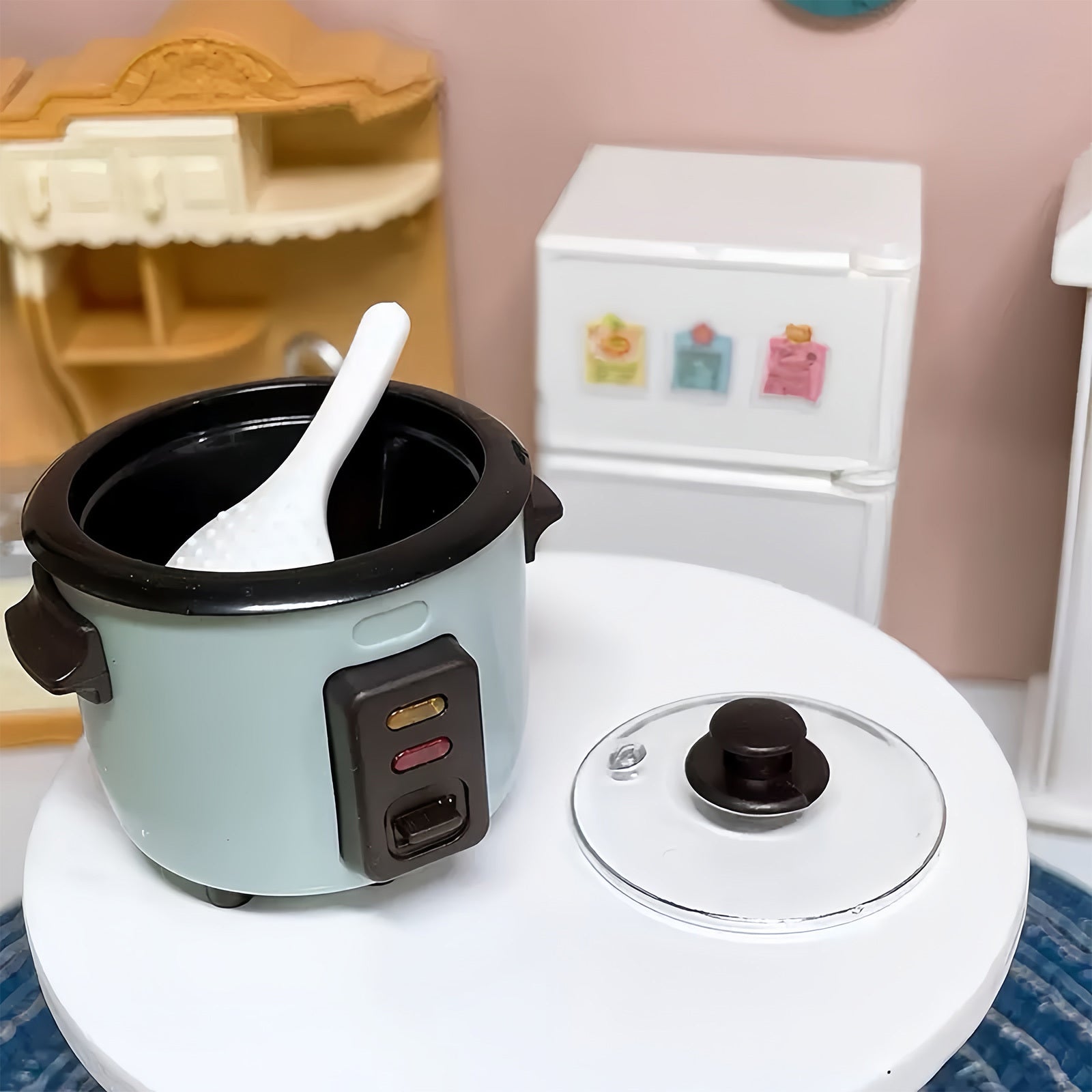 3pcs Funny Mini Kitchen Scene Decor, 1:12 Scale Rice Cooker, Juicer & Coffee Maker Model, Decorative Doll House Playset, Creative Kitchen Appliance Set, Gift