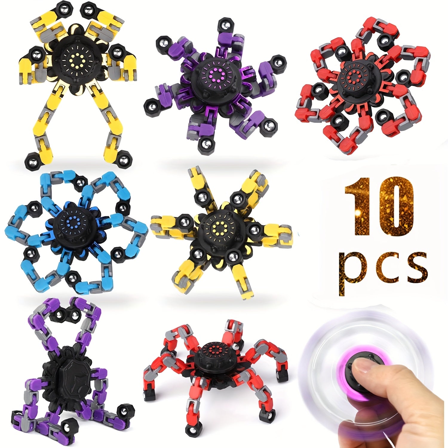 10/15pcs of Assorted Fidget Spinners, Robot Fingertip Toys, Stress-Relief Spinners, Innovative Mechanical Gyro Toys, Party Additions