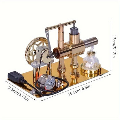 Stirling Engine Engine Generator Kit - Single Cylinder, Stainless Steel Construction Pneumatic Design Educational Physical Science Experiment Model for Learning And Invention Enthusiasts Holiday Gifts
