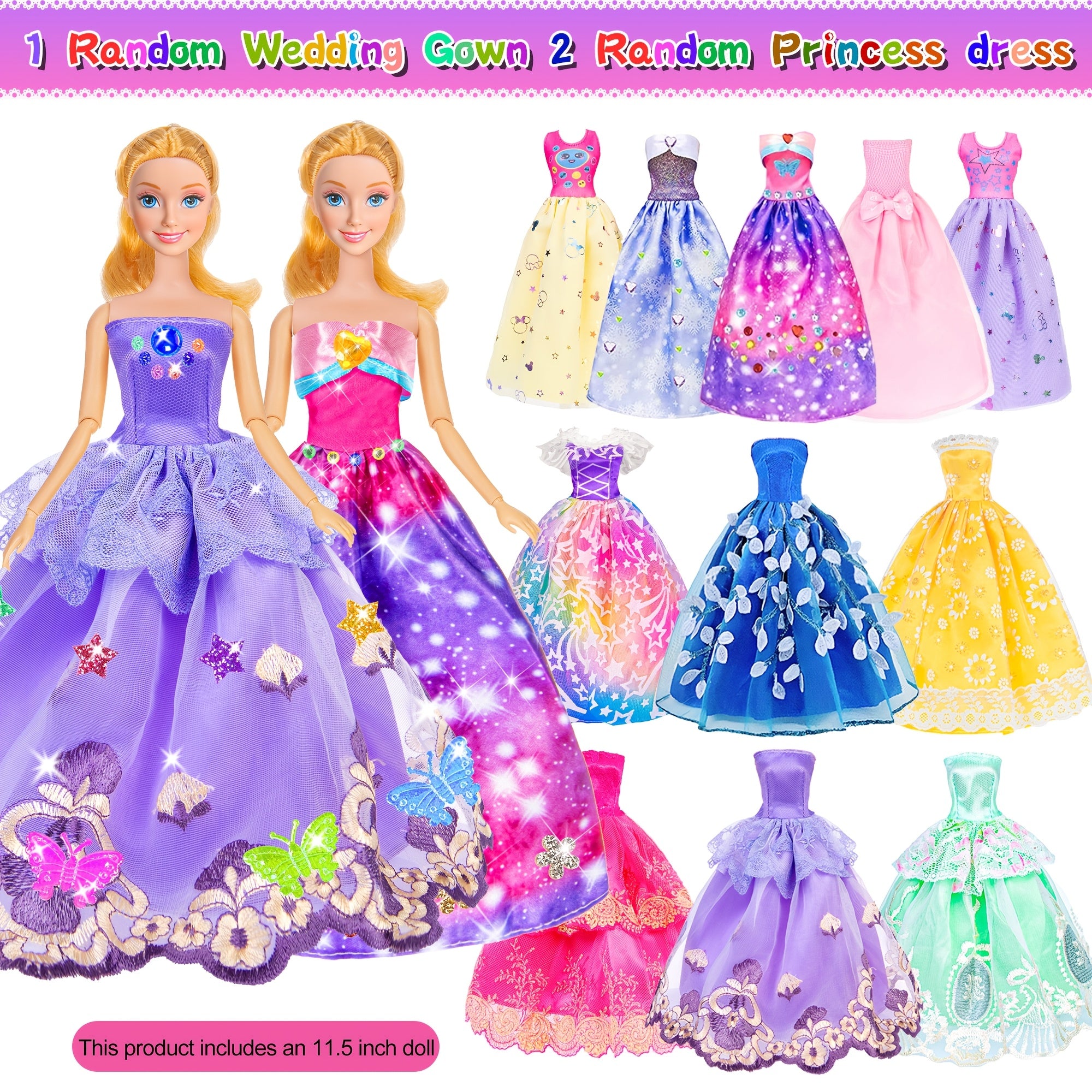 [Christmas Gift] Fashion 91pcs 11.5 Inch Girl Doll Clothes Additions And Closet, Princess Gowns, Fashion Dresses, Outfits, Swimsuits. Doll Dress Up Toys for Girls Kids Toddlers. Christmas Gift for Ages 3+