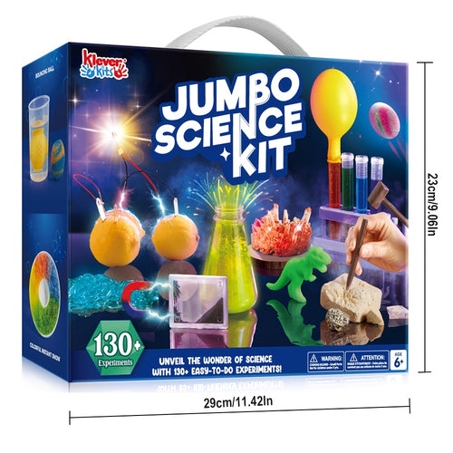 [STEM Educational Toys] 130+ Experiments Jumbo Science Kit for Kids with Chemistry Set, Growing Crystal Tree & Glowing Bulb - STEM Educational Toys with 130+ Hands-On Activities, Science Experiment Kit, Stem Building Kit, Science Gadget, Science Toy, Phys
