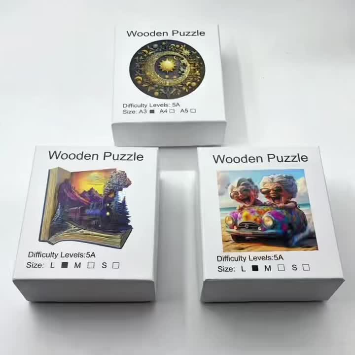 Book Galloping Train Wooden Puzzle for Adults-3D Vision Effect Wooden Puzzles, Unique Shape Pieces Wooden Jigsaw Puzzle, Creative Handmade Decorations, Holiday Gifts Home Decor Family Game