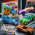 4pcs Wooden Race Cars - Build Toy for Kids, Paint Your Own Wood Art Craft Kit Toy, 4pcs Race Cars Toy, Easy to Assemble Arts Crafts Kit, Christmas Birthday Party Gifts for Boys And Girls