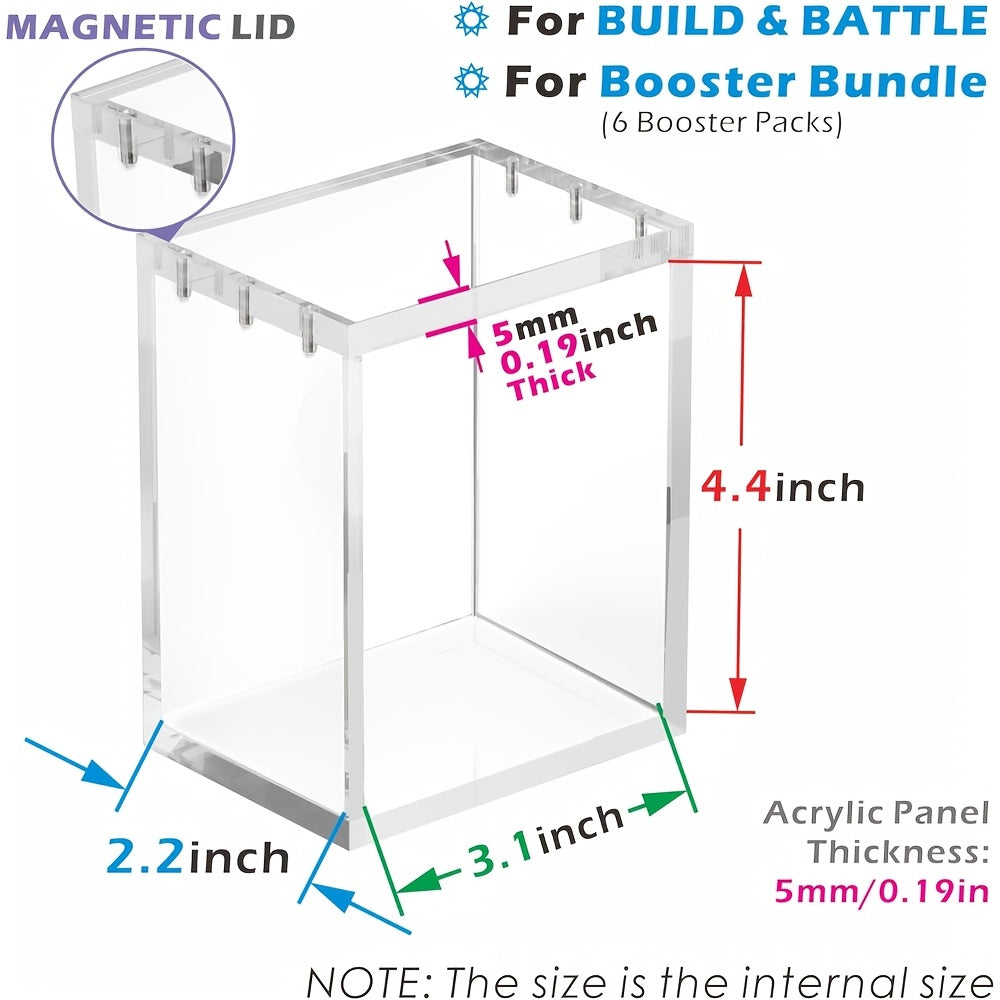1 Pack/ 2 Pack Acrylic Case For PKMN Booster Bundle - Magnetic Clear Protective Display Box With UV Protection - Fits Scarlet & Violet, Prismatic Evolutions, 151, Paldean Fates & More 6-Pack Bundles