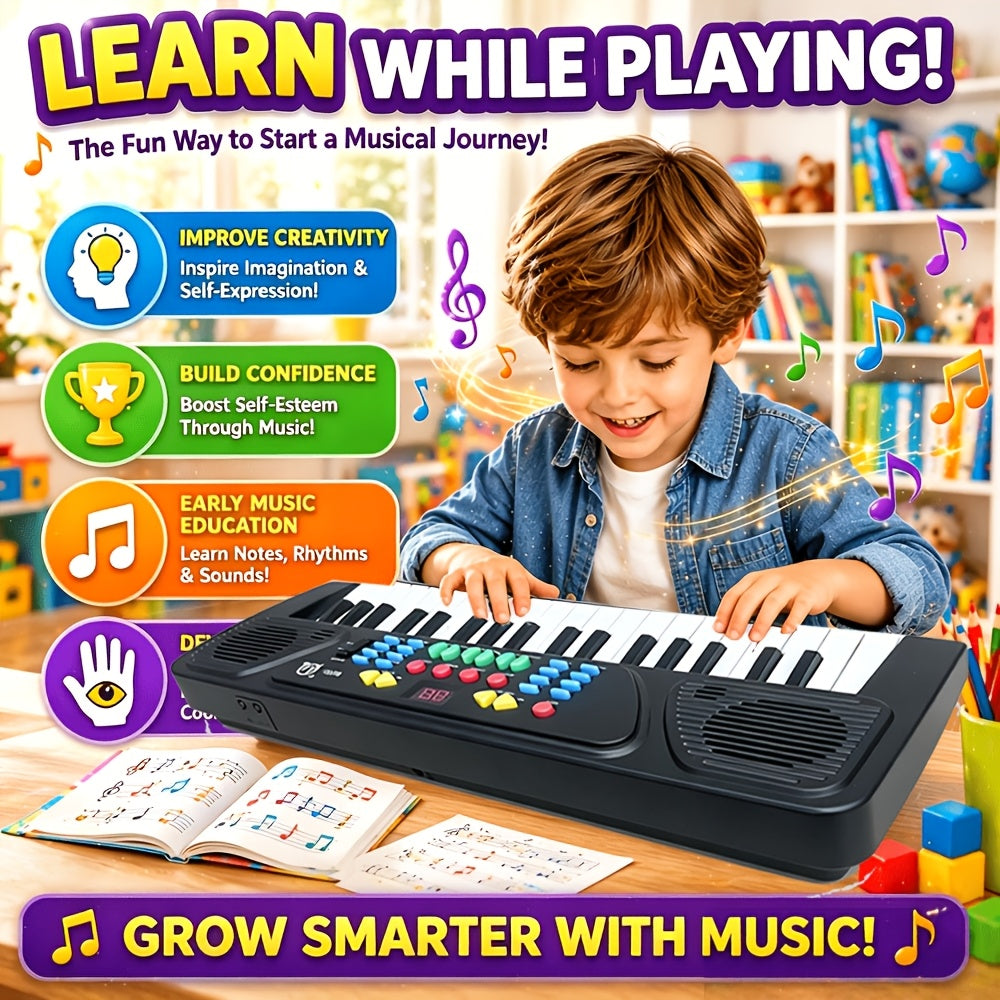 37 Keys Kids Keyboard Piano With Microphone, Portable Electronic Piano, Educational Musical Instrument Toy For Beginners, Birthday Gift For Boys Girls 3-12 Years Old