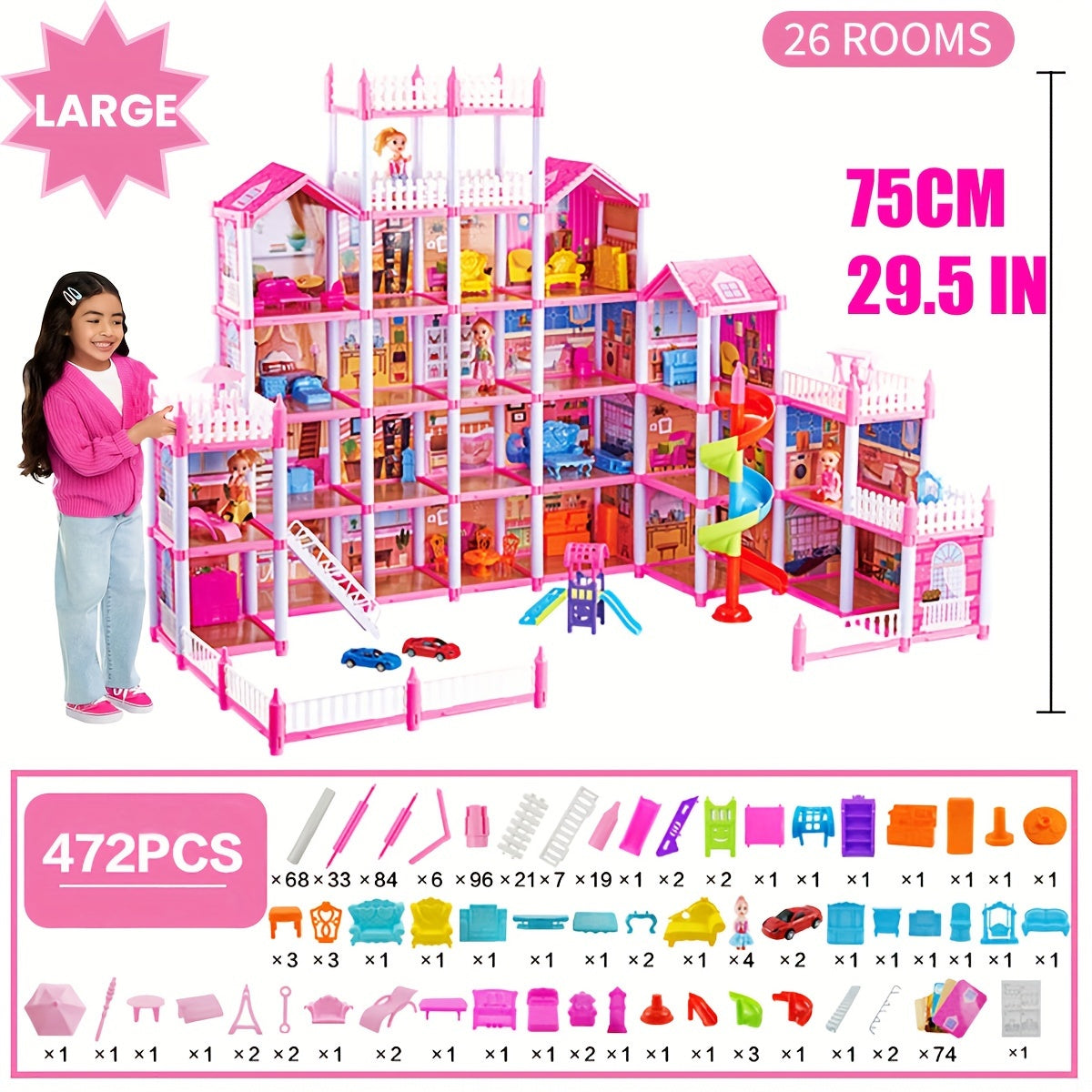 Room 10/11/14/15/20/22/26/27 Mini Doll House Doll House Princess Castle Toy Furniture Additions, Doll Villa, Logical Thinking, Princess Christmas Birthday Gifts Toys for 3+ Year Old Girls