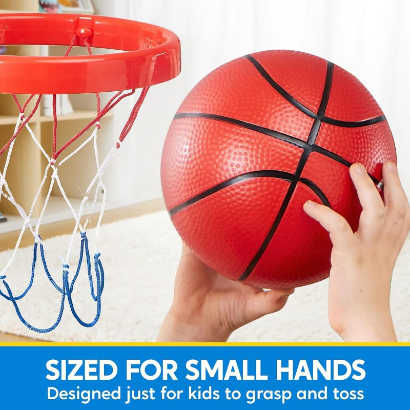 Set of 6 Small 5-Inch Rubber Basketballs with a Pump, Perfect for Mini Basketball Hoops And Indoor Pool Games, Ideal Sports Toys for Kids And Great for Easter Basket Fillers