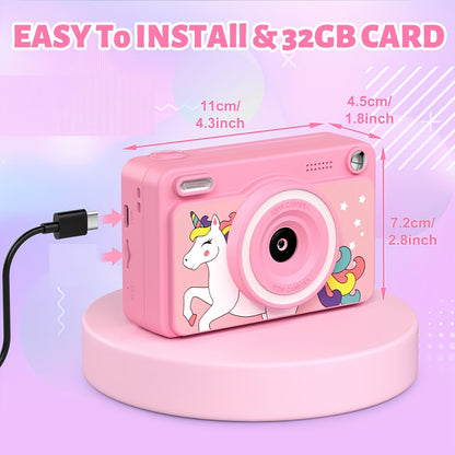 Kids Instant Print Camera - 1080P HD, 5 Rolls Paper And 32GB Card, Ideal Gift for Boys And Girls Age 3-14