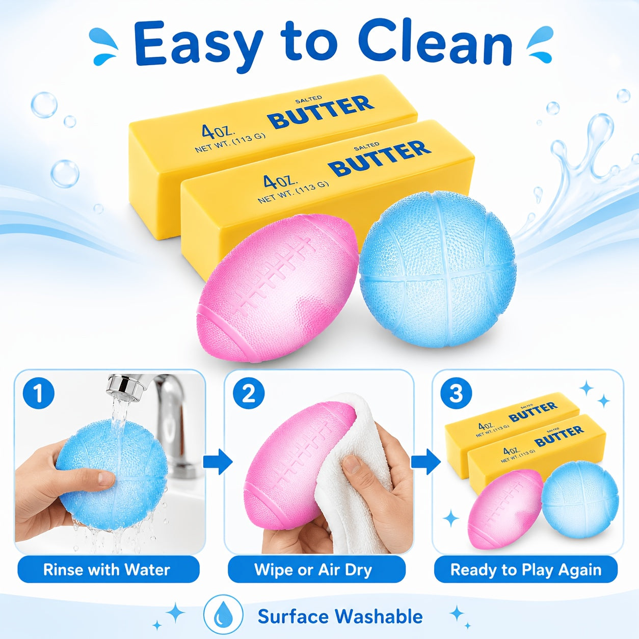 Squishy Stress Ball And Slow-Rising Butter Squishy Fidget Toys Set - 4-Pack Ultra-Soft Sensory Toys, Cute Pack for Kids And Adults, Desk Toy, Party Favors, And Gift Ideas