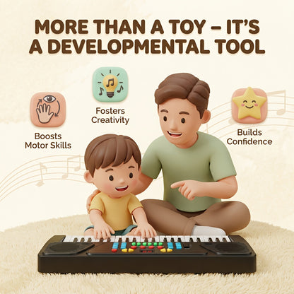 37-Key Electronic Piano Kit with Integrated Microphone | USB Operated | Keyboard Suitable for Young Learners | Sing-Along & Music Education | Family Fun for Parents And Children | Perfect Musical Present for Birthdays And Celebrations