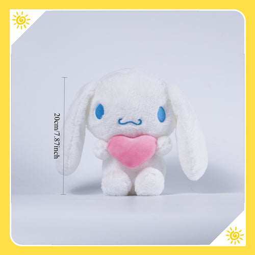 (Licensed) Sanrio 5pcs Set: Adorable Hello Kitty, Kuromi, Melody, and Gudetama Plushies Holding Hearts Perfect for Birthday Gifts, Holiday Surprises, Christmas, Thanksgiving, and Atmospheric Decora