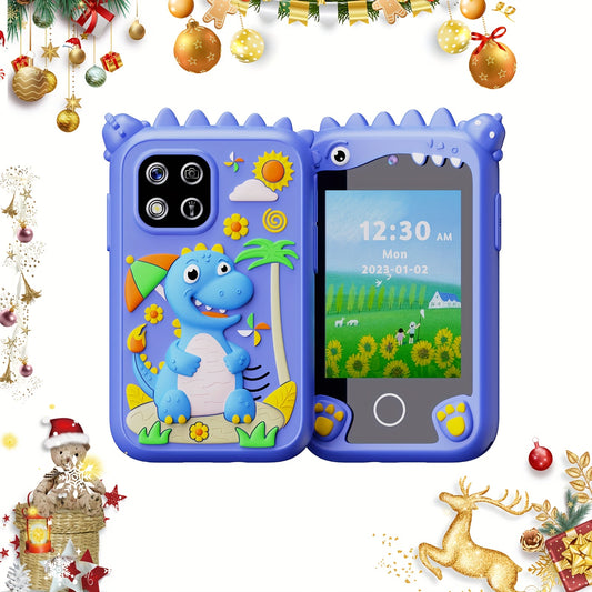 Kids Smart Phone Toys, Touchscreen HD Dual Camera Cell Phone for Kids, Dinosaur Kids Toy Phone Play Phone Toy for Boys Girls 3+, Travel Toy with 8GB SD Card, Birthday Easter Halloween Christmas Gift
