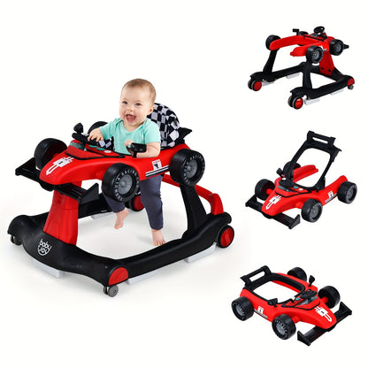4-In-1 Baby Walker Foldable Activity Push Walker Adjustable Height Blue