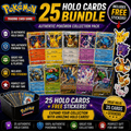 25 Pokémon Holo Cards Bundle with Free Stickers | Authentic Pokémon Trading Card Collection Pack