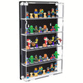 Display Case Wall Mounted with Built-In Stands for 40 Figurines Clear Acrylic Showcase for Mini Figures 5-Tier Display Case with Mounting Additions