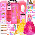 [Christmas Gift] 105pcs Doll Clothes (No Doll) And Additions Doll Closet Playset Wardrobe Toys for 11.5 Inch Girl Doll Including Wardrobe, Shoe Rack, Dress, Shoe Hangers, Christmas Gift for Kids Aged 3-12