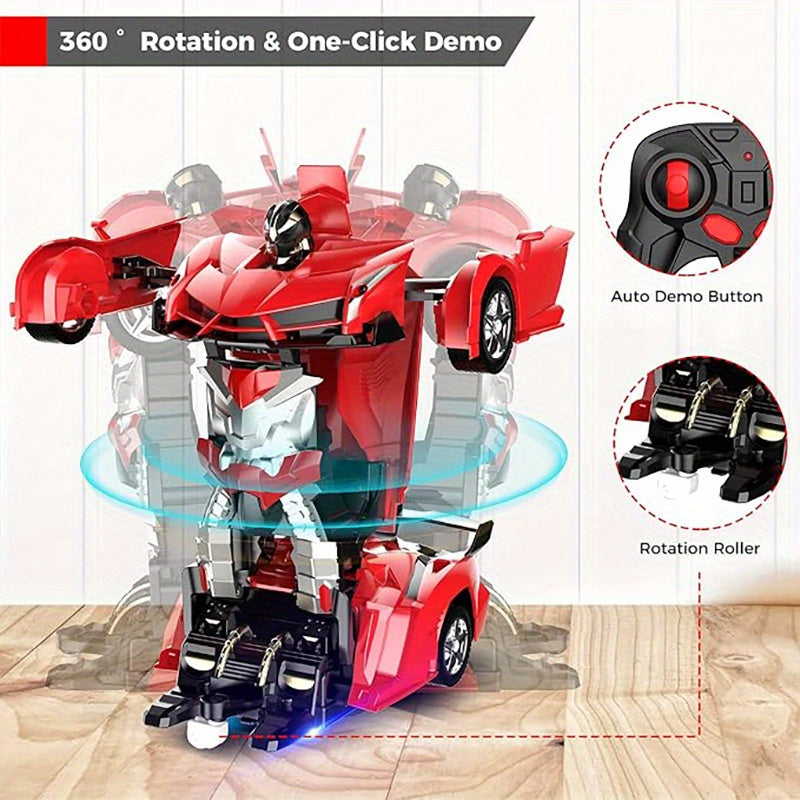 Transforming Remote Control Car Robot, 1:18 Scale R/ C Toy Car, One-Button Deformation 360°Rotating Drifting, Toys Suitable for Kids Over 3+ Years Old, Birthday Gift, Educational Toys