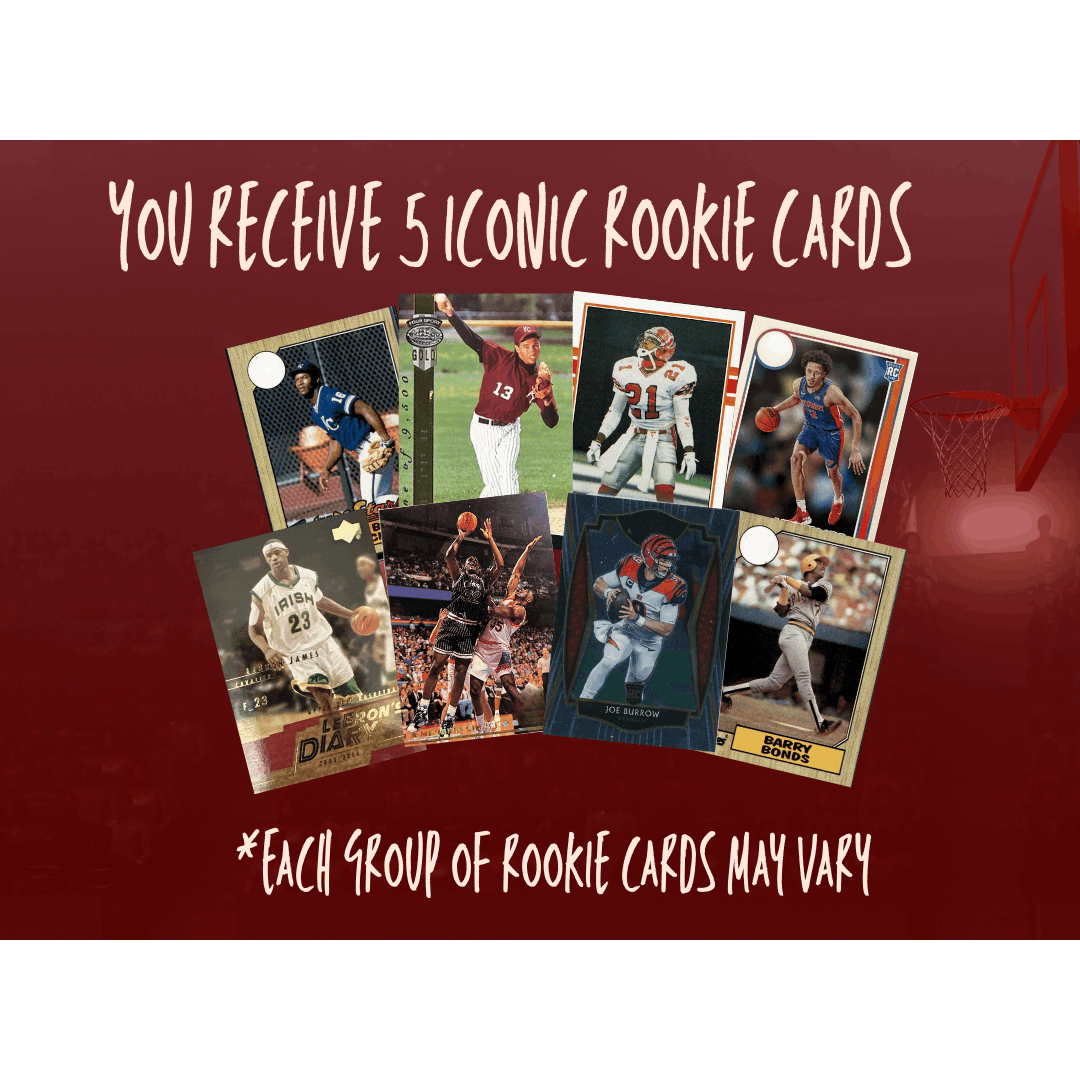 Rookie Card Lot of 5 – Hall of Famers & Today’s Top Stars - Such as Barry Bonds, Cade Cunningham, Shaquille O'neal, Ronald Acuna Jr. Lebron James, etc.