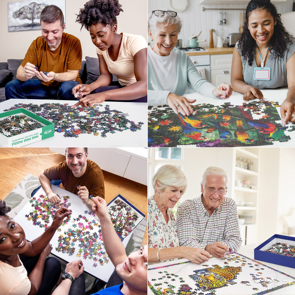 3 Pack Challenging 1000 Piece Large Jigsaw Puzzle for Adults, for Family Game Night, Birthday/Christmas/Holiday/Easter Gift, DIY Home Decor, Puzzles with Letters on Back, Fusine Lake, Jungle Parrots, Leopard in the Jungle, Travel Landscape, Scenic Spots i